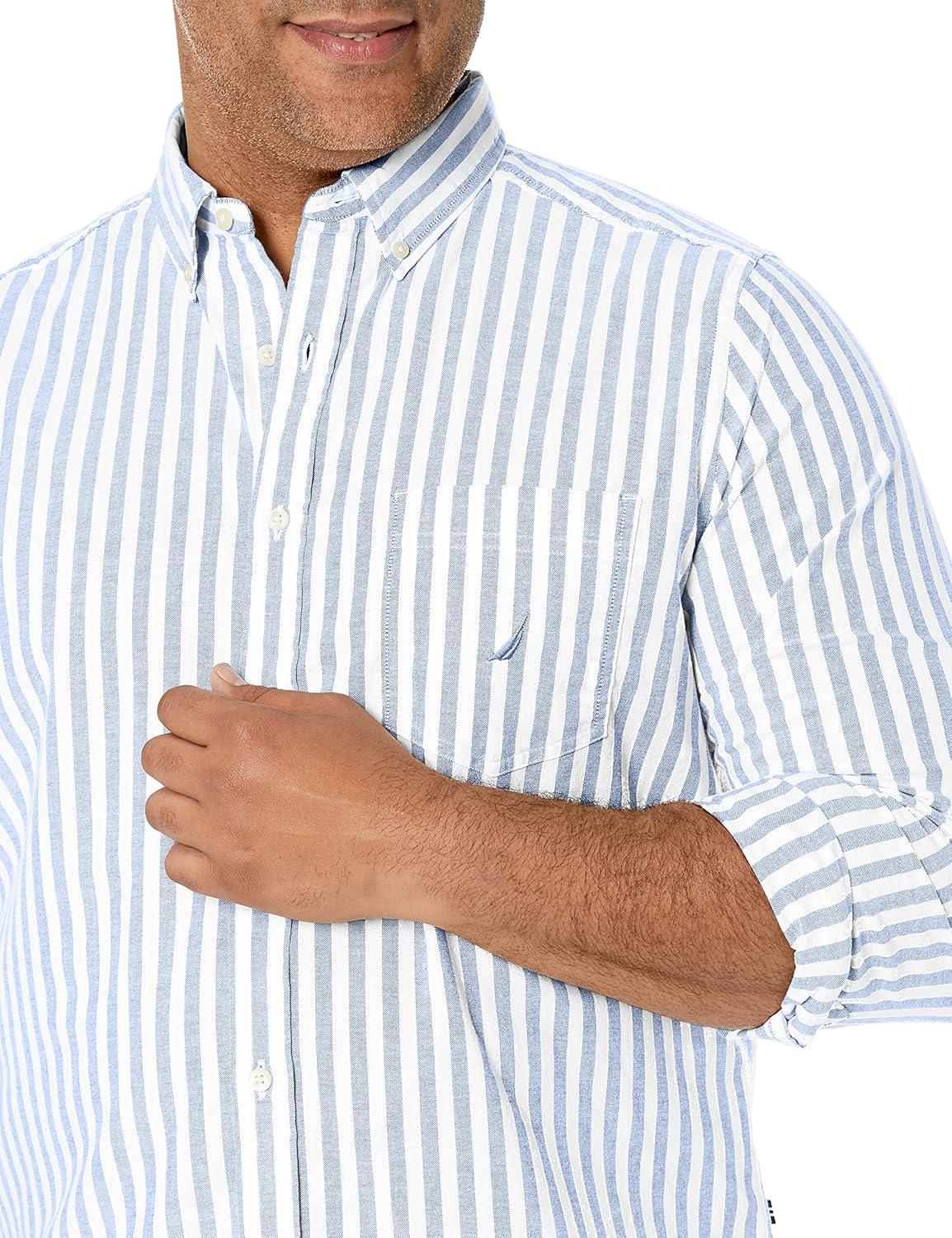 imageNautica Mens Classic Fit Stretch Solid Long Sleeve Button Down ShirtSky Blue