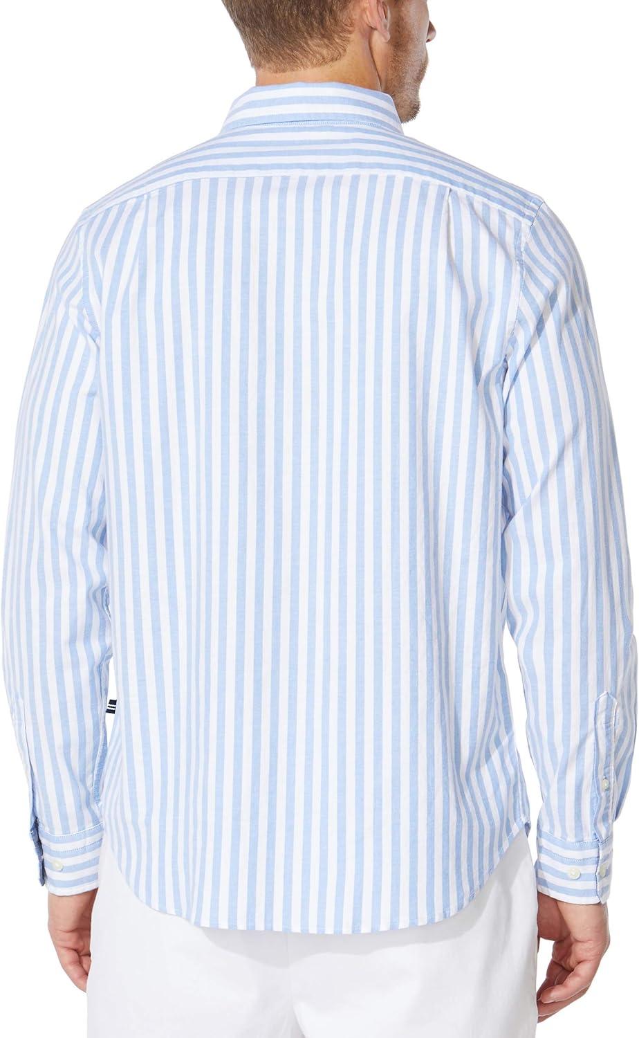 imageNautica Mens Classic Fit Stretch Solid Long Sleeve Button Down ShirtSky Blue