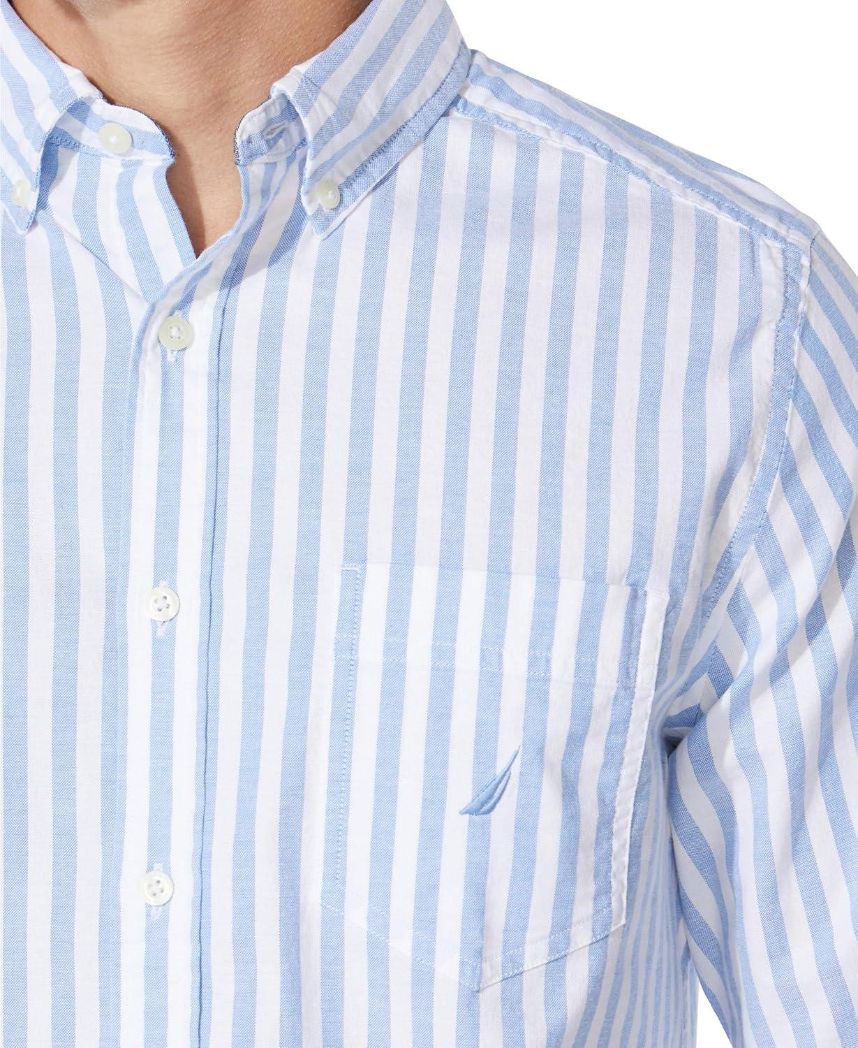imageNautica Mens Classic Fit Stretch Solid Long Sleeve Button Down ShirtSky Blue