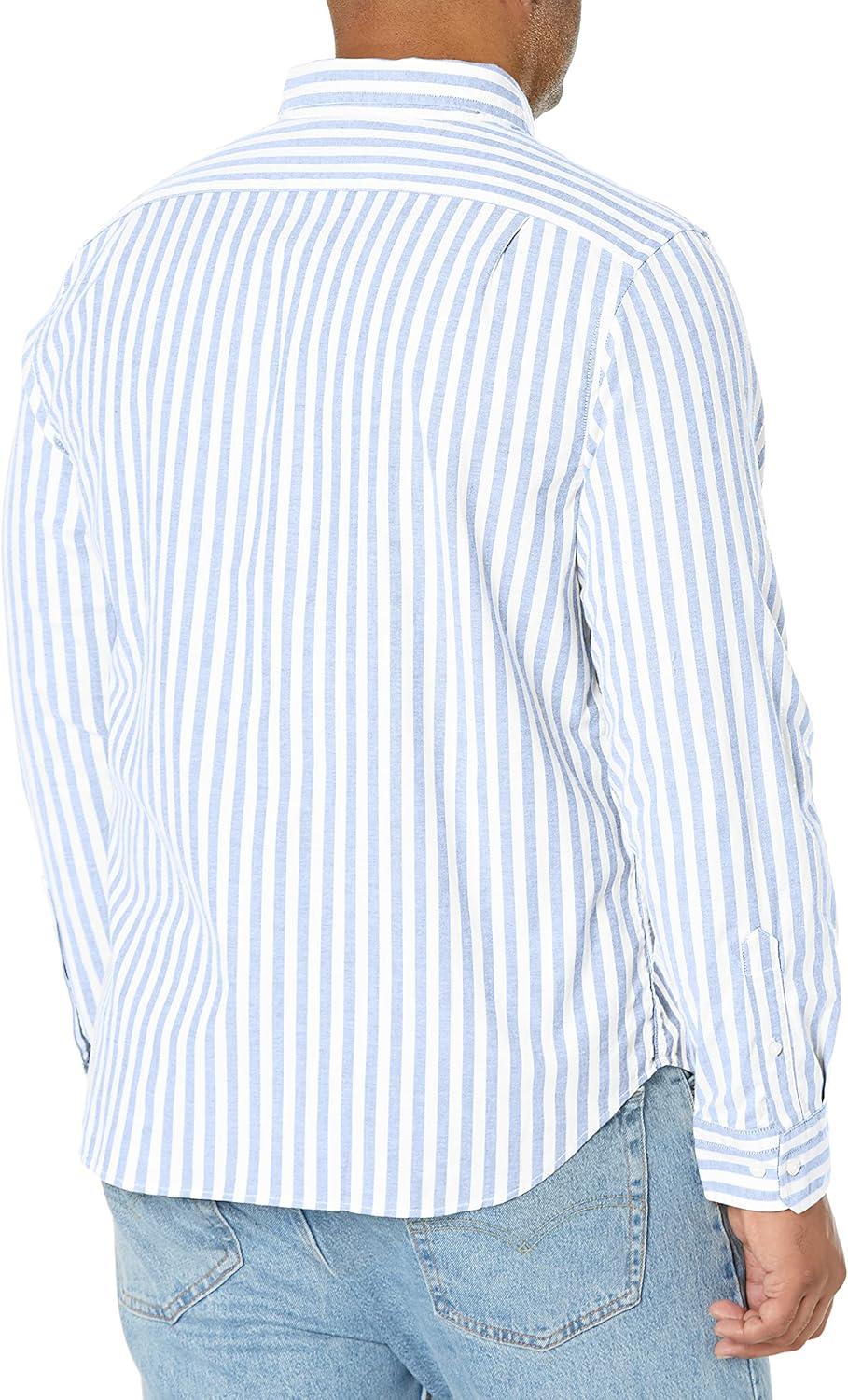 imageNautica Mens Classic Fit Stretch Solid Long Sleeve Button Down ShirtSky Blue