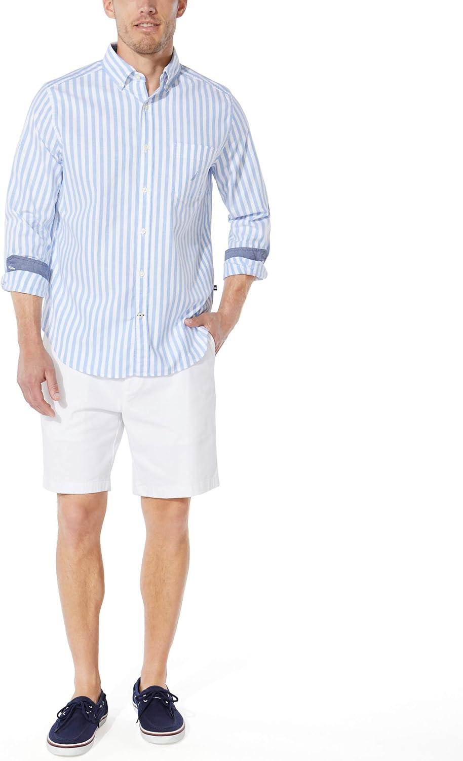imageNautica Mens Classic Fit Stretch Solid Long Sleeve Button Down ShirtSky Blue