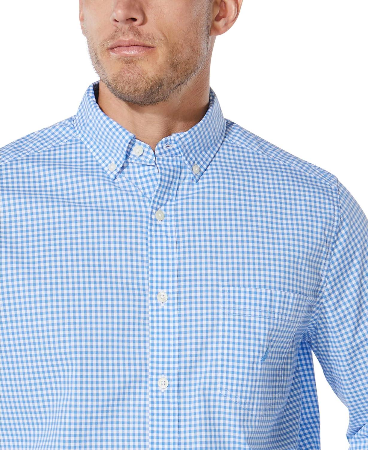 imageNautica Mens Classic Fit Stretch Solid Long Sleeve Button Down ShirtSoft Blue