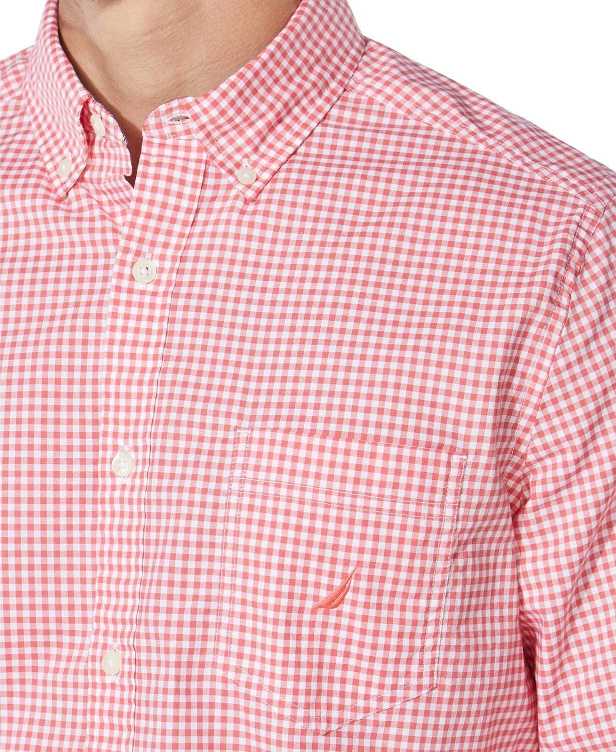 imageNautica Mens Classic Fit Stretch Solid Long Sleeve Button Down ShirtSpiced Coral