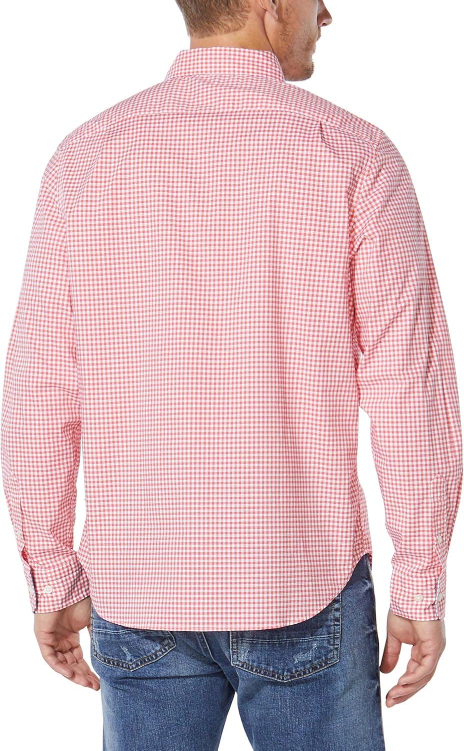 imageNautica Mens Classic Fit Stretch Solid Long Sleeve Button Down ShirtSpiced Coral