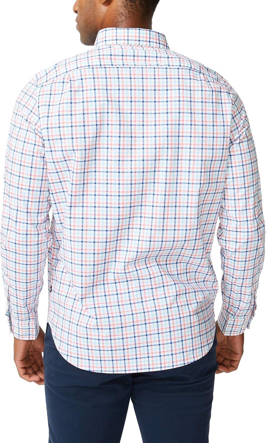 imageNautica Mens Classic Fit Stretch Solid Long Sleeve Button Down ShirtSugar Coral