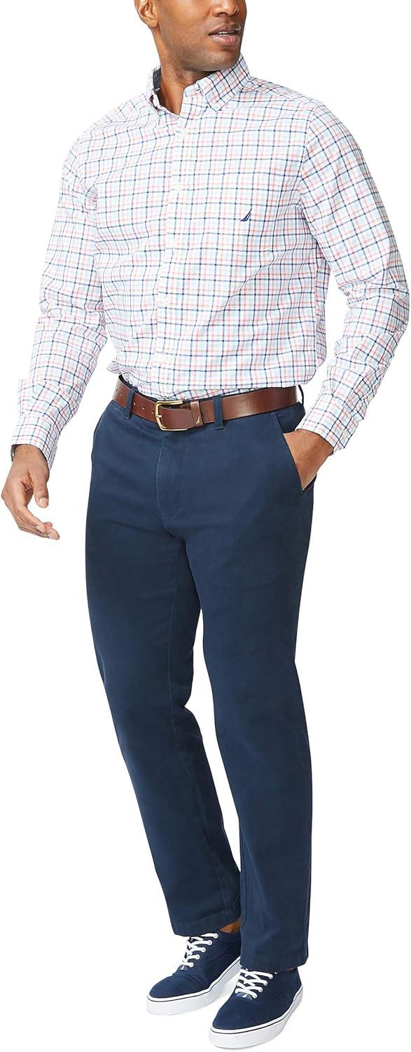 imageNautica Mens Classic Fit Stretch Solid Long Sleeve Button Down ShirtSugar Coral