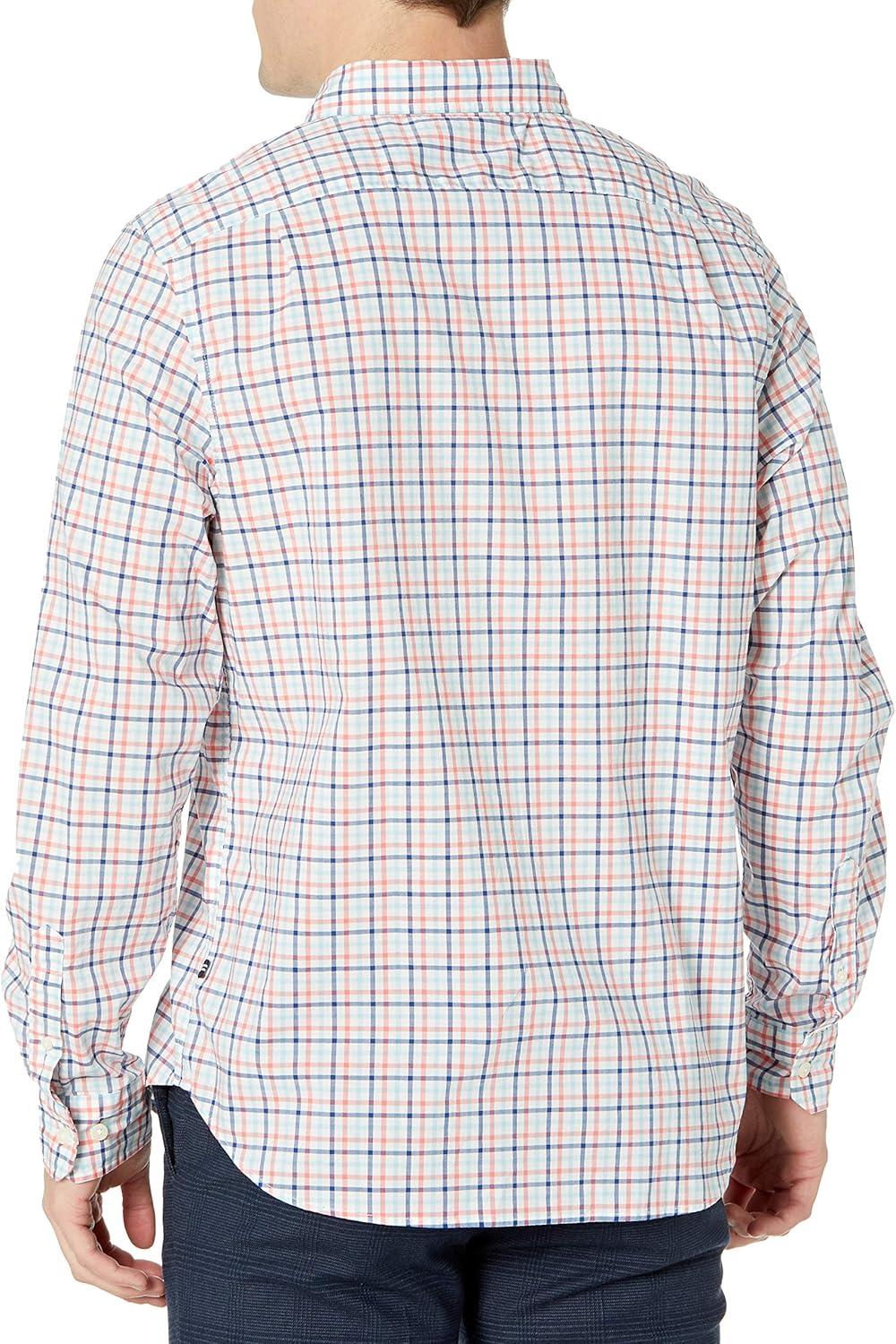 imageNautica Mens Classic Fit Stretch Solid Long Sleeve Button Down ShirtSugar Coral
