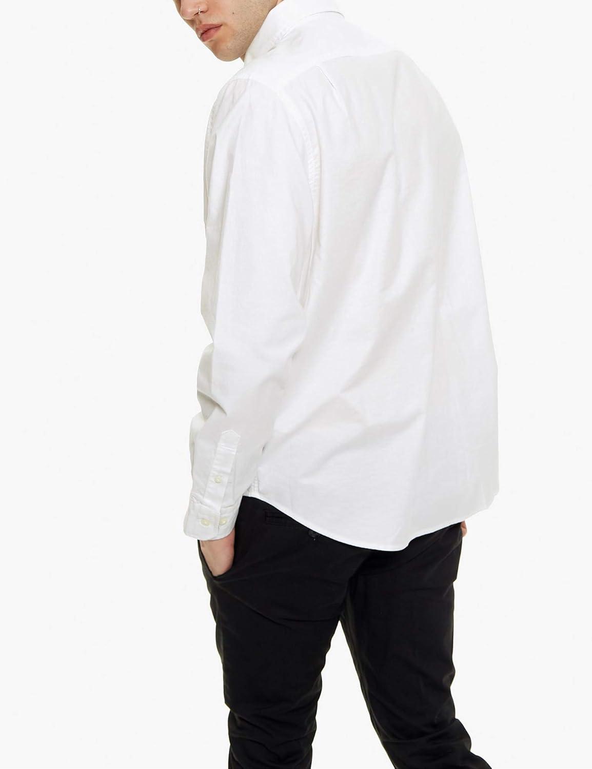 imageNautica Mens Classic Fit Stretch Solid Long Sleeve Button Down ShirtWhite