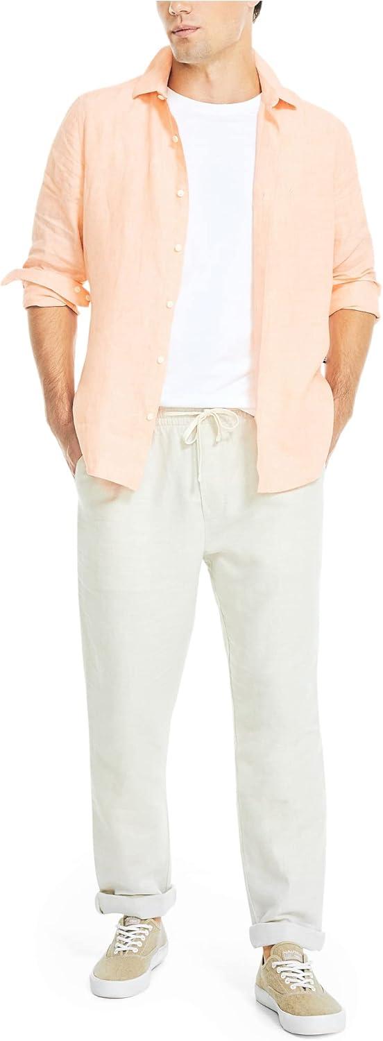 imageNautica Mens Nautica Sustainably Crafted Classic Fit Linen ShirtCoral Reef