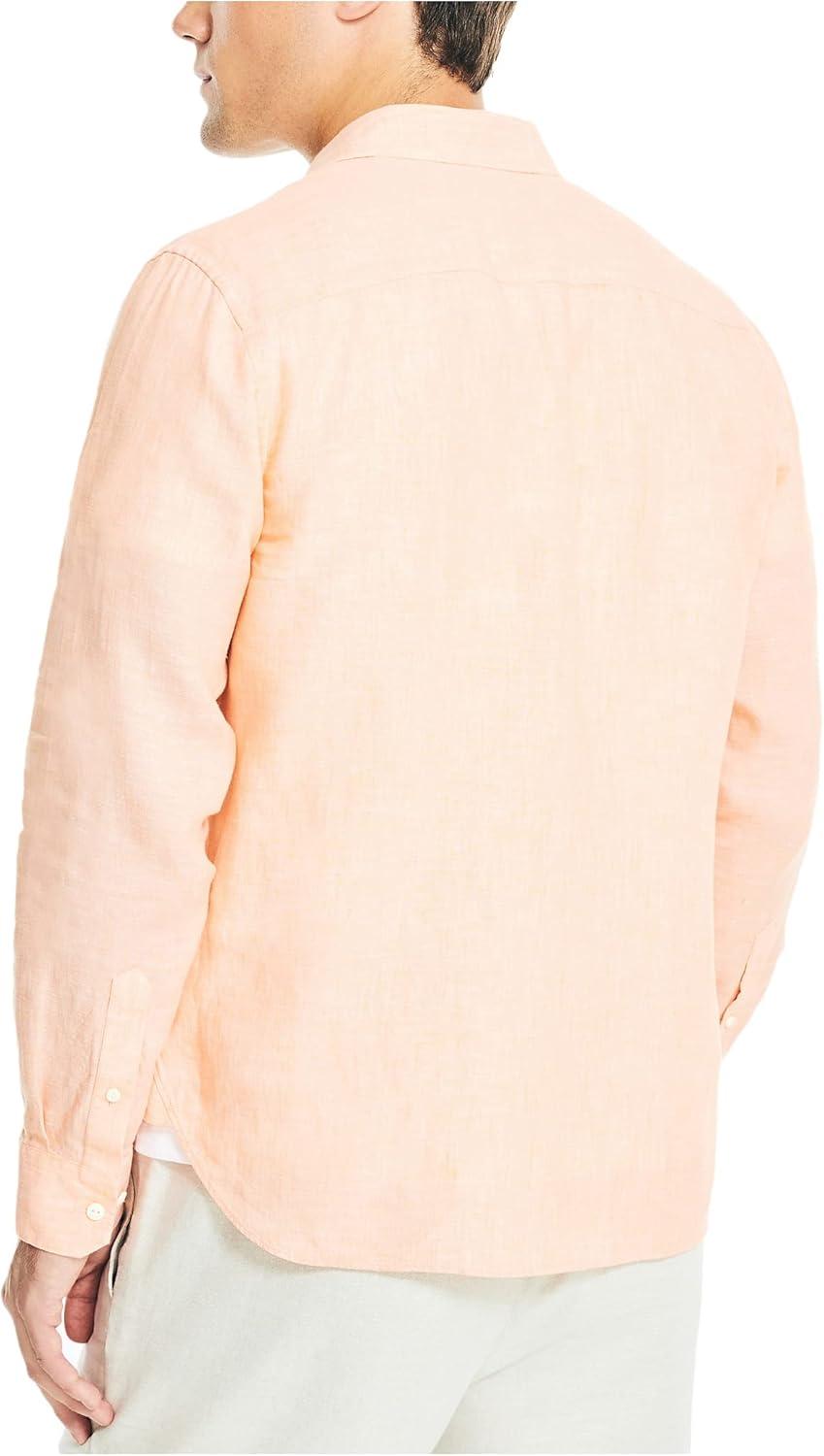 imageNautica Mens Nautica Sustainably Crafted Classic Fit Linen ShirtCoral Reef
