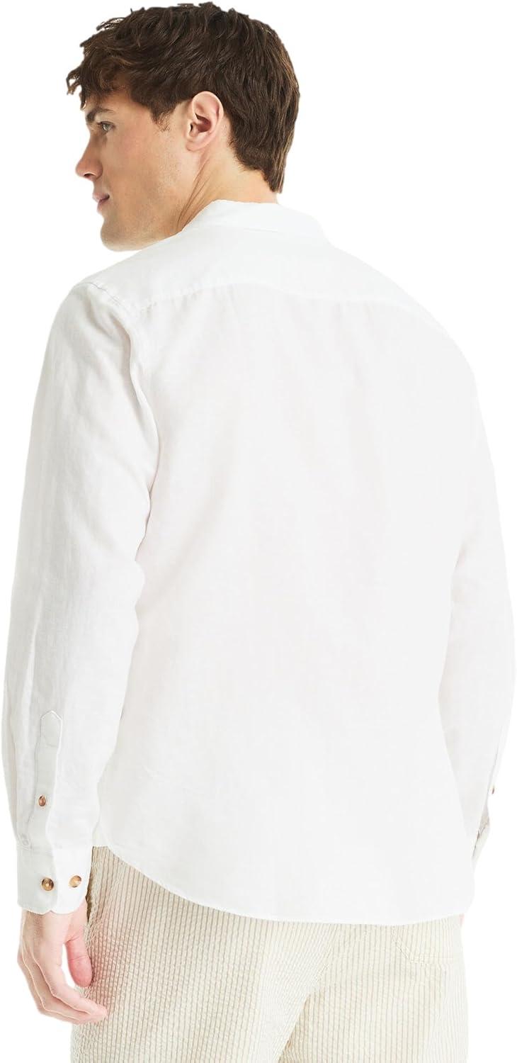 imageNautica Mens Nautica Sustainably Crafted Classic Fit Linen ShirtDeck Bright White