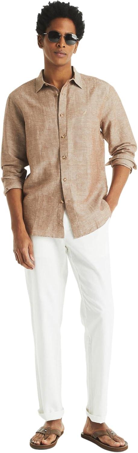 imageNautica Mens Nautica Sustainably Crafted Classic Fit Linen ShirtDeck Coconut Shell