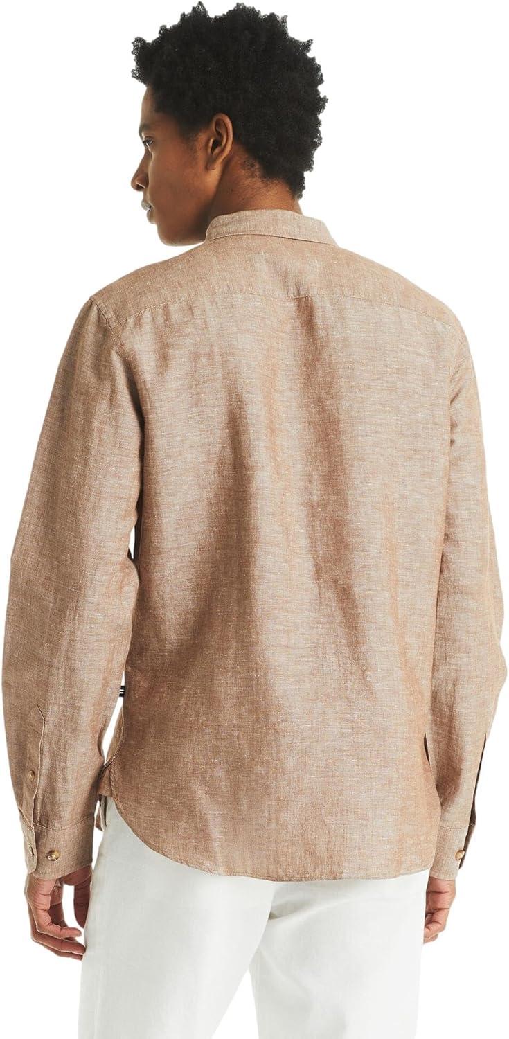 imageNautica Mens Nautica Sustainably Crafted Classic Fit Linen ShirtDeck Coconut Shell