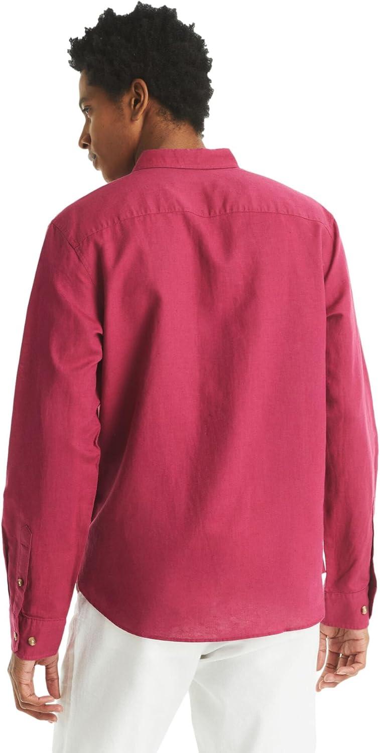 imageNautica Mens Nautica Sustainably Crafted Classic Fit Linen ShirtDeck Crimson Sunst