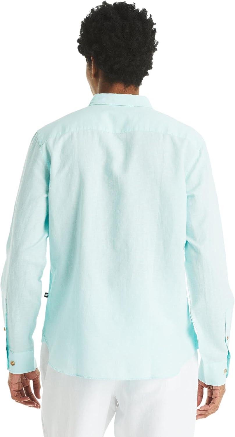 imageNautica Mens Nautica Sustainably Crafted Classic Fit Linen ShirtDeck Seawater Blue