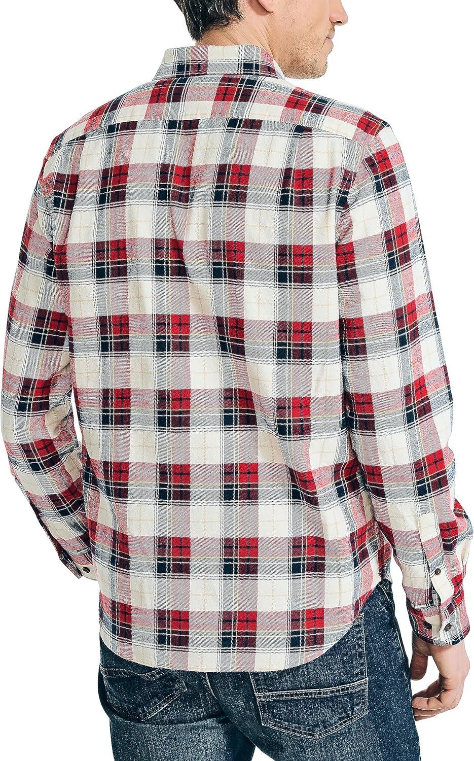 imageNautica Mens Nautica Sustainably Crafted Plaid Flannel ShirtAlmond