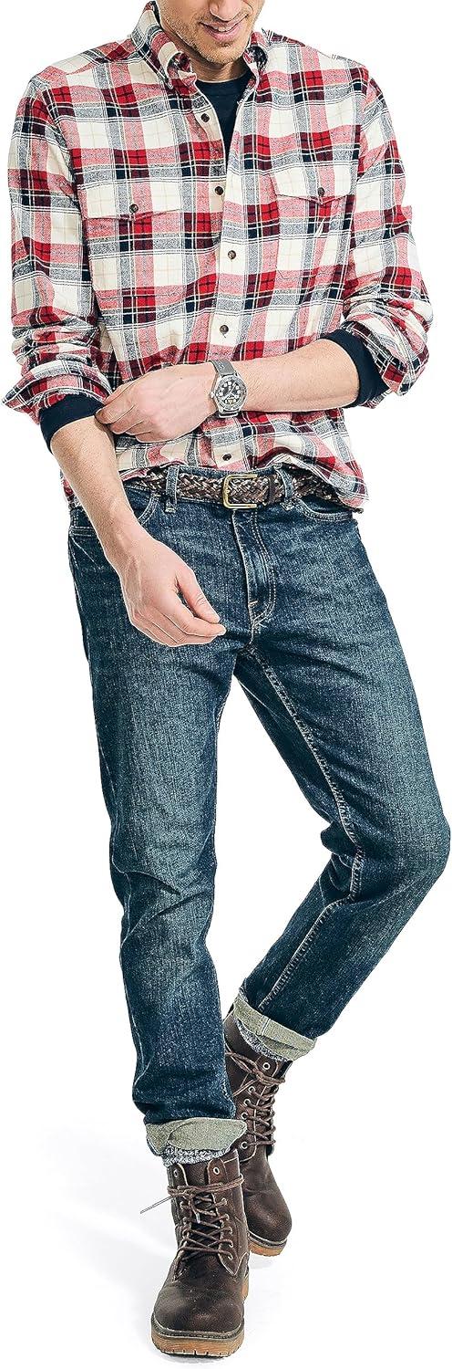 imageNautica Mens Nautica Sustainably Crafted Plaid Flannel ShirtAlmond
