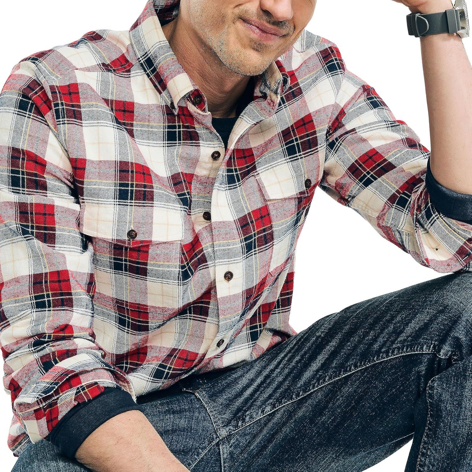 imageNautica Mens Nautica Sustainably Crafted Plaid Flannel ShirtAlmond
