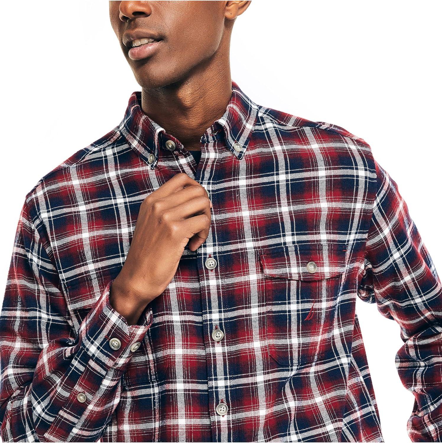 imageNautica Mens Nautica Sustainably Crafted Plaid Flannel ShirtBiking Red
