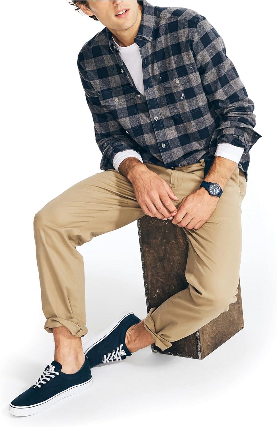 imageNautica Mens Nautica Sustainably Crafted Plaid Flannel ShirtGrey Heather