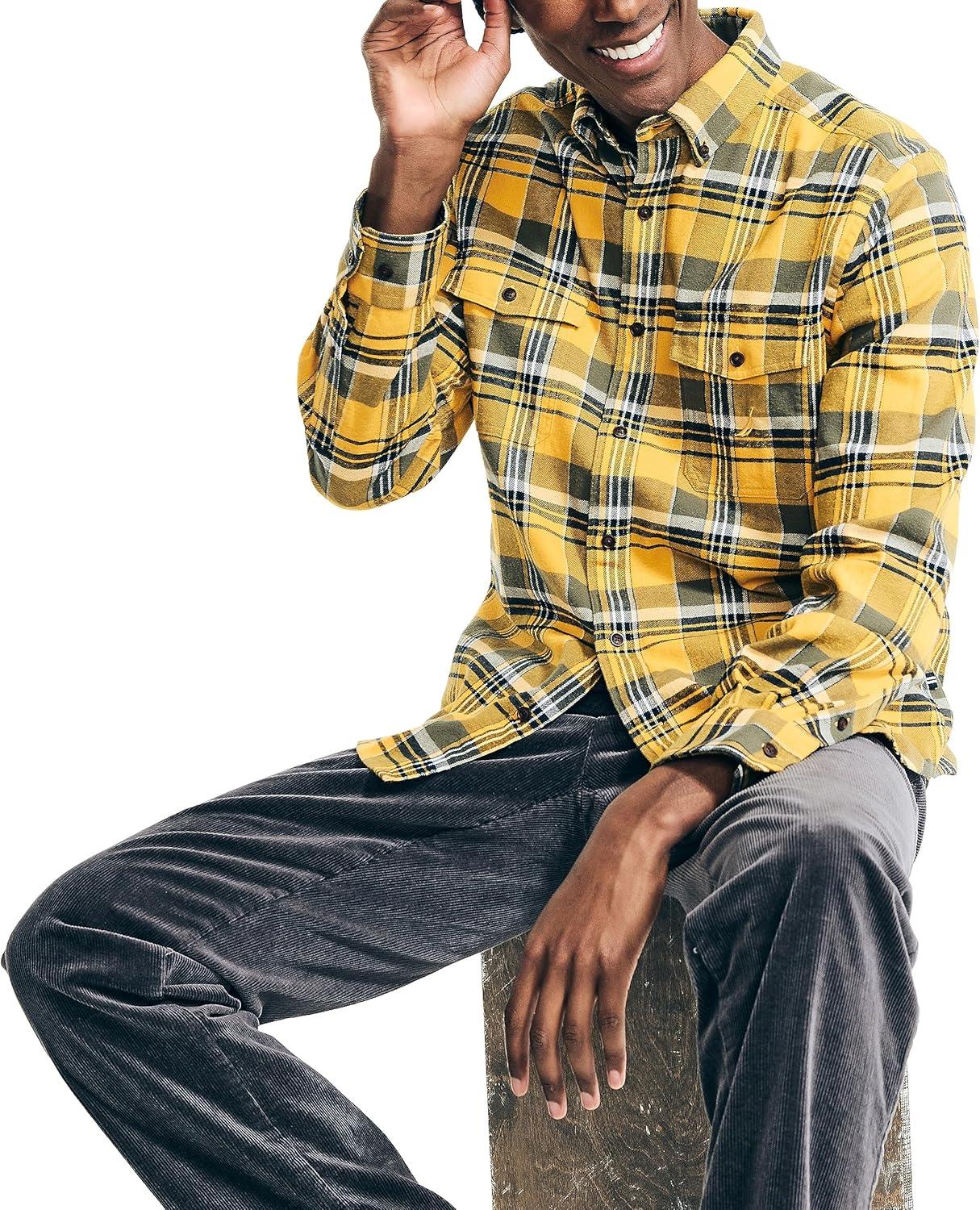 imageNautica Mens Nautica Sustainably Crafted Plaid Flannel ShirtLightening Gold