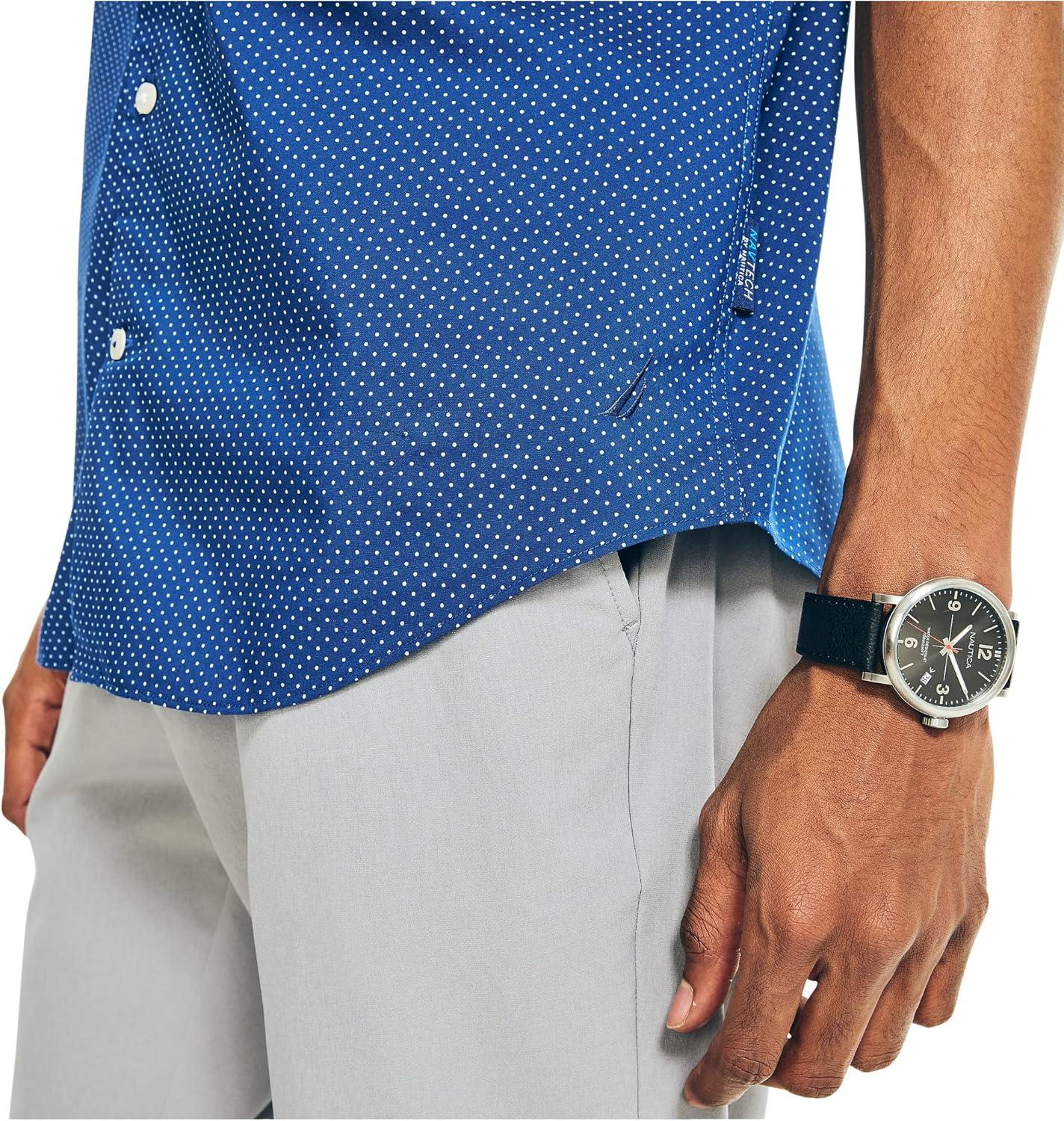 imageNautica Mens Navtech Slim Fit Printed Shortsleeve ShirtEstate Blue