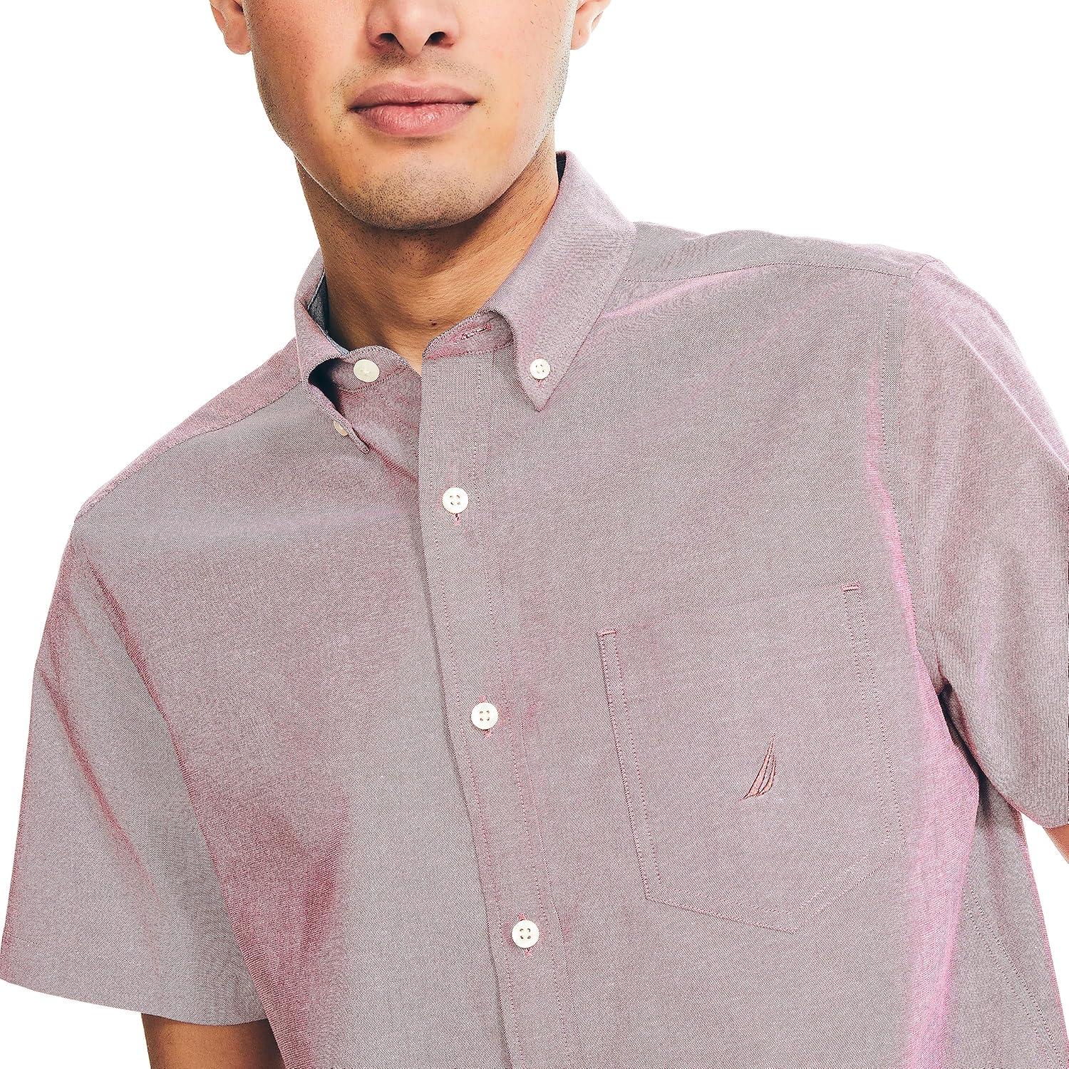 imageNautica Mens ShortSleeve Oxford ShirtBiking Red