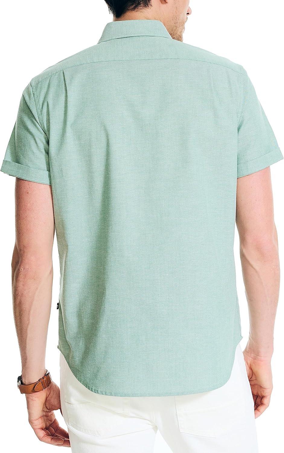 imageNautica Mens ShortSleeve Oxford ShirtCoastal Pine