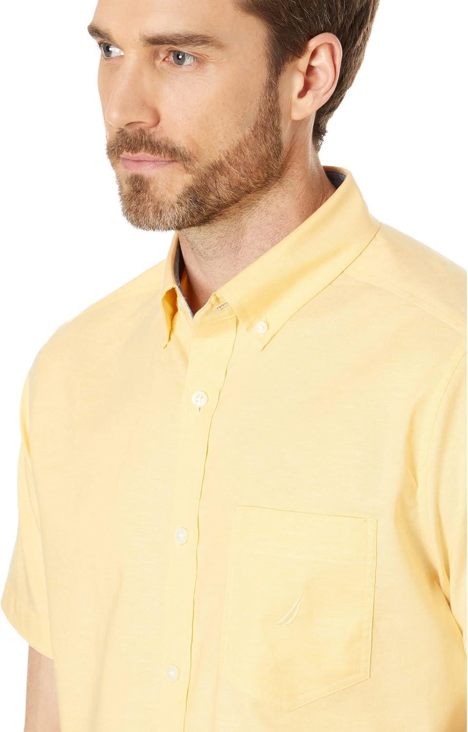 imageNautica Mens ShortSleeve Oxford ShirtLight Mimosa