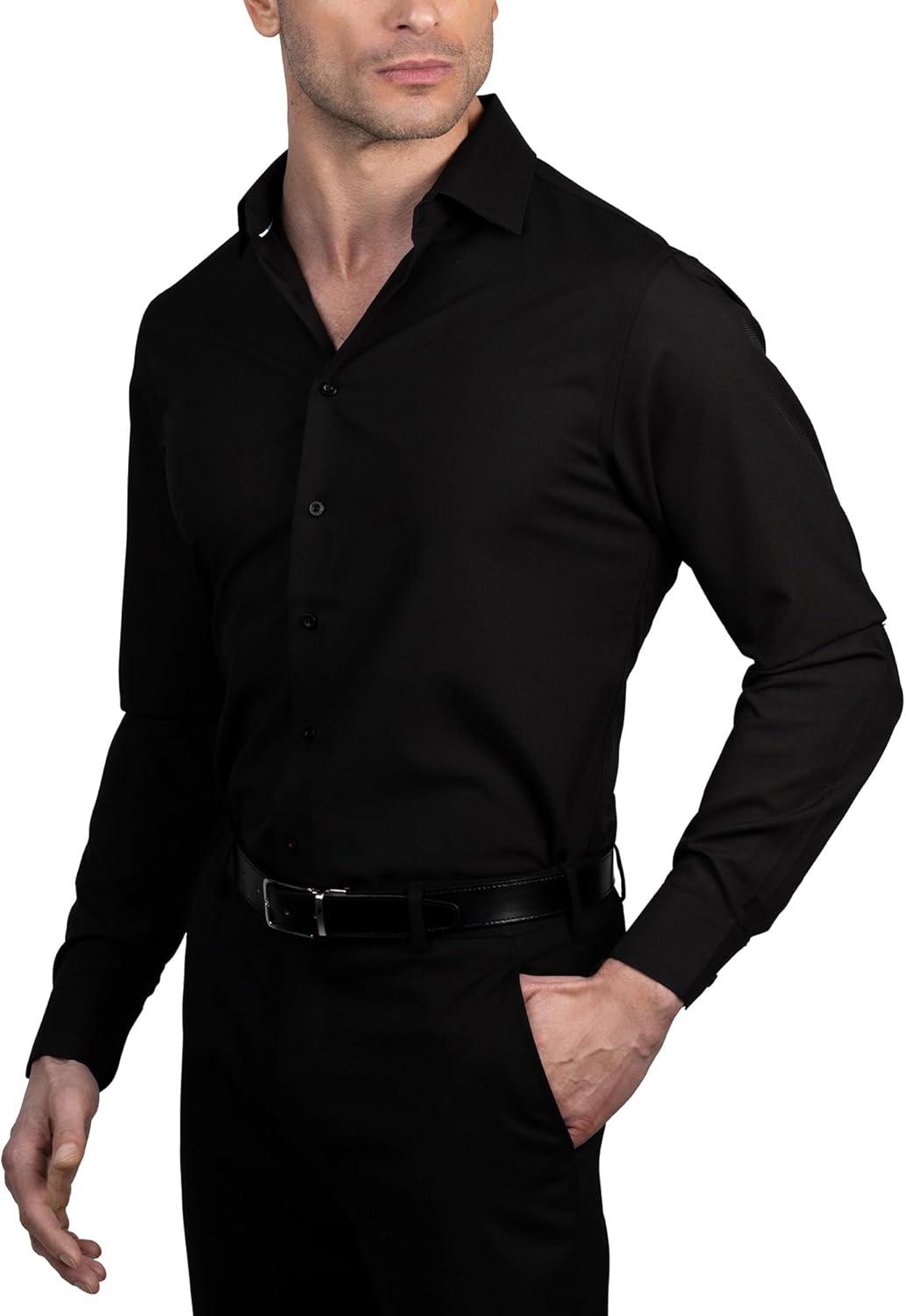 imageNautica Mens Slim FitBlack Solid Dobby