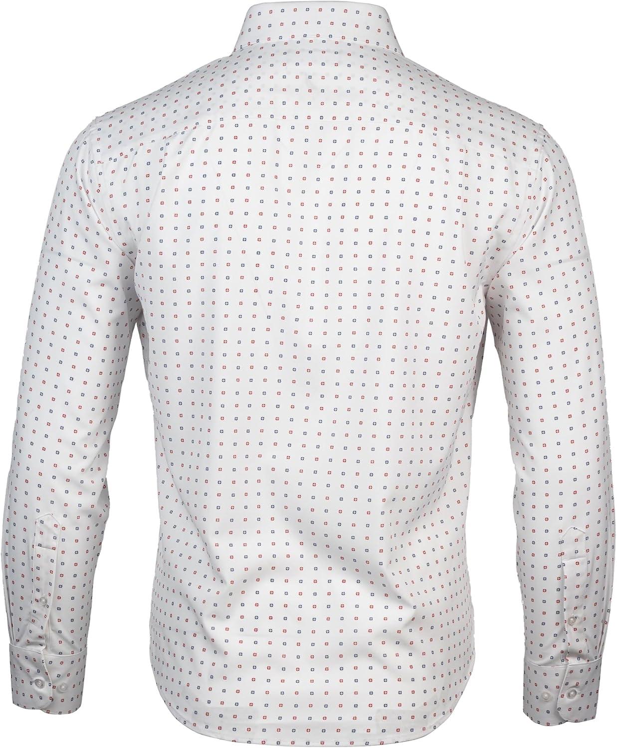 imageNautica Mens Slim FitWhite Grnd Red and Navy Print