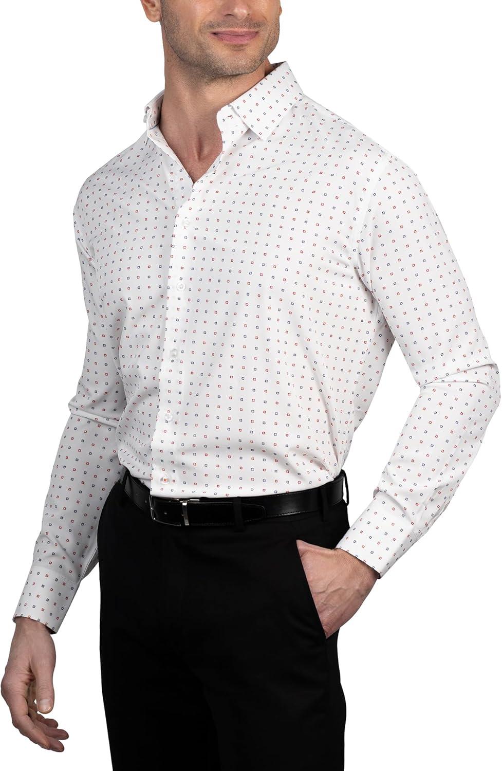 imageNautica Mens Slim FitWhite Grnd Red and Navy Print