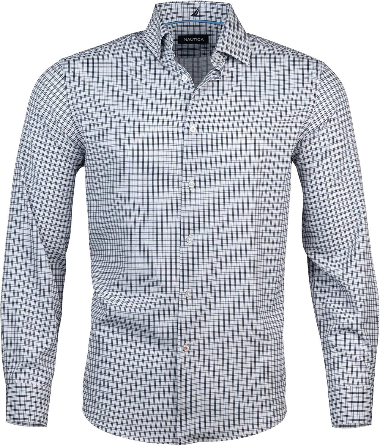 imageNautica Mens Slim FitWhite Navy Stripes