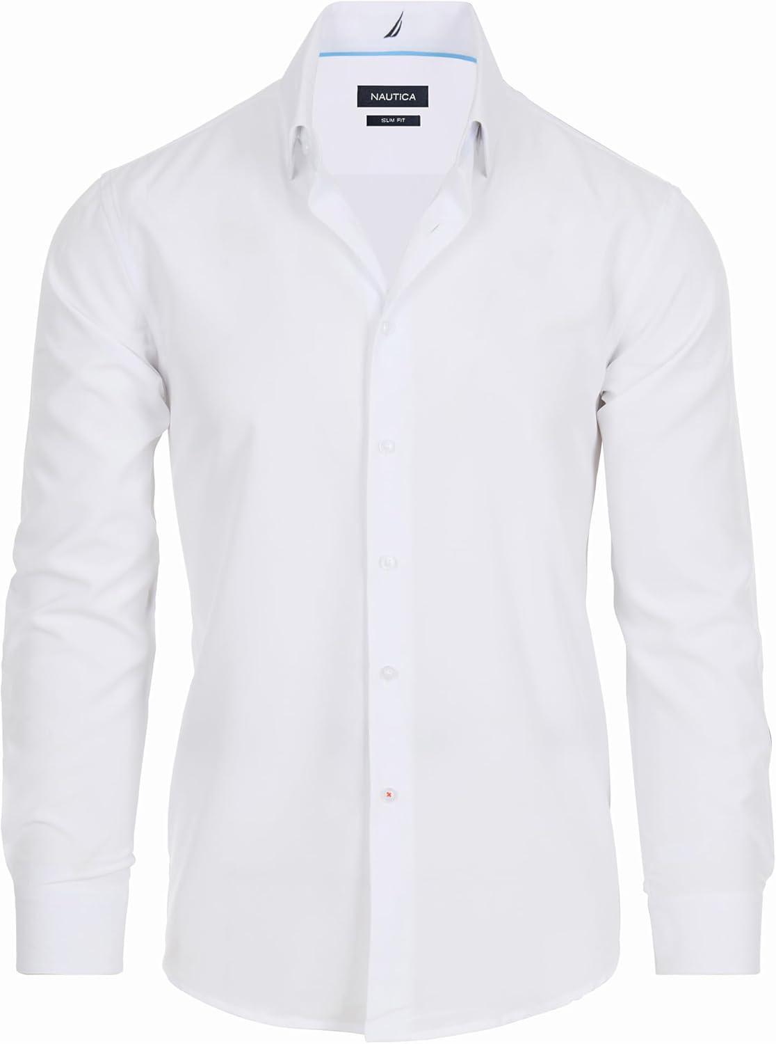 imageNautica Mens Slim FitWhite Solid