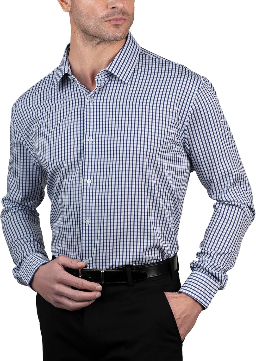 imageNautica Mens Slim FitWhite and Blue Check