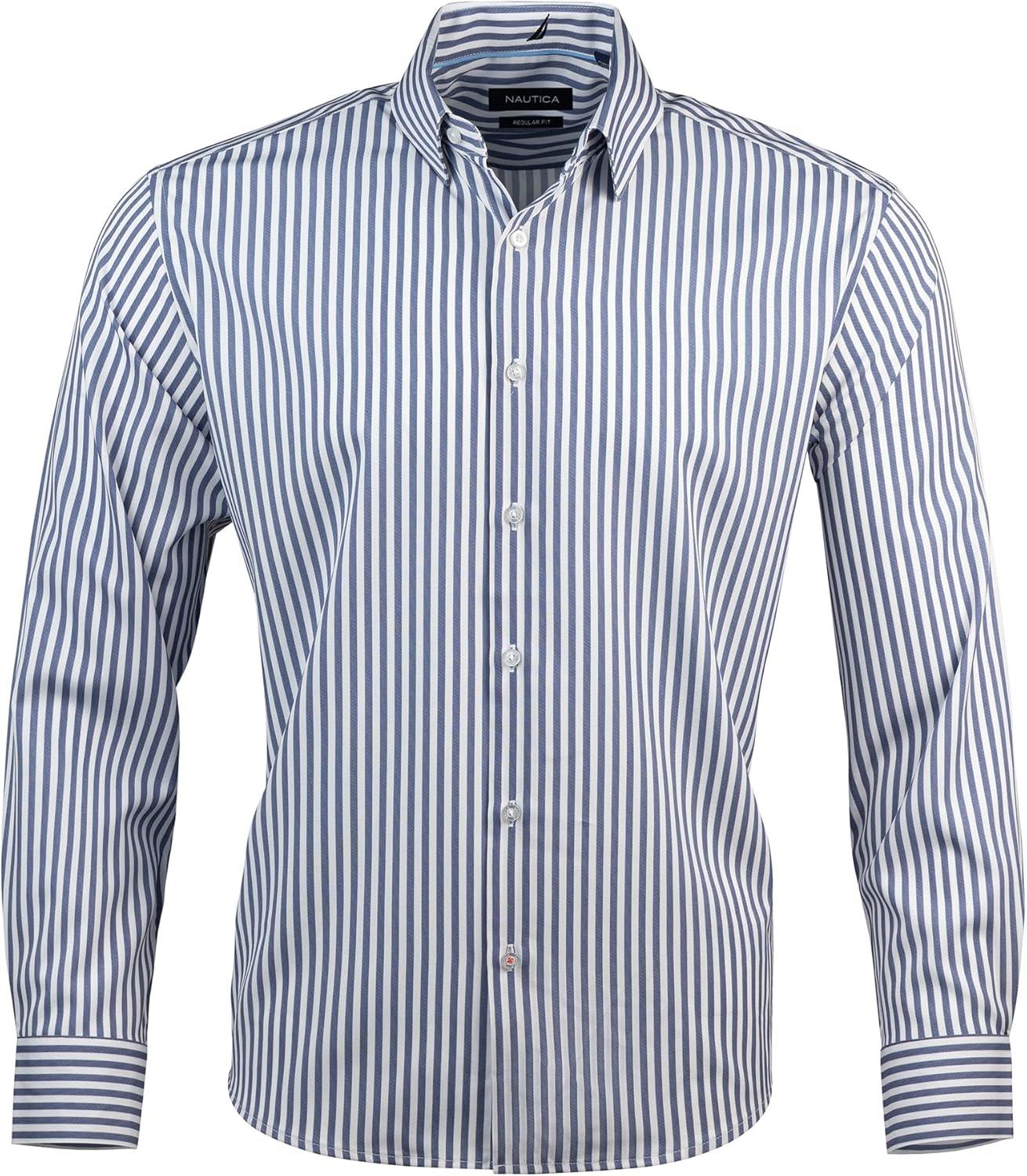 imageNautica Mens Slim FitWhite and Navy Stripes