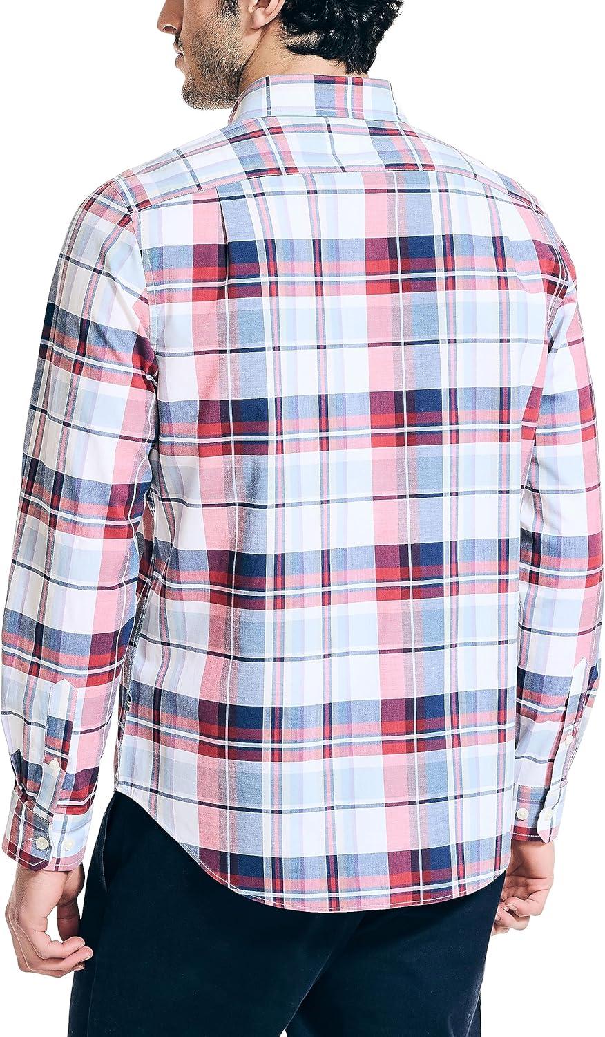 imageNautica Mens Sustainably Crafted Plaid ShirtBright White