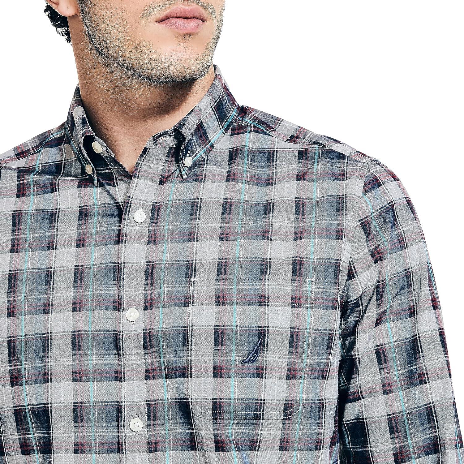 imageNautica Mens Sustainably Crafted Plaid ShirtGriffin Grey