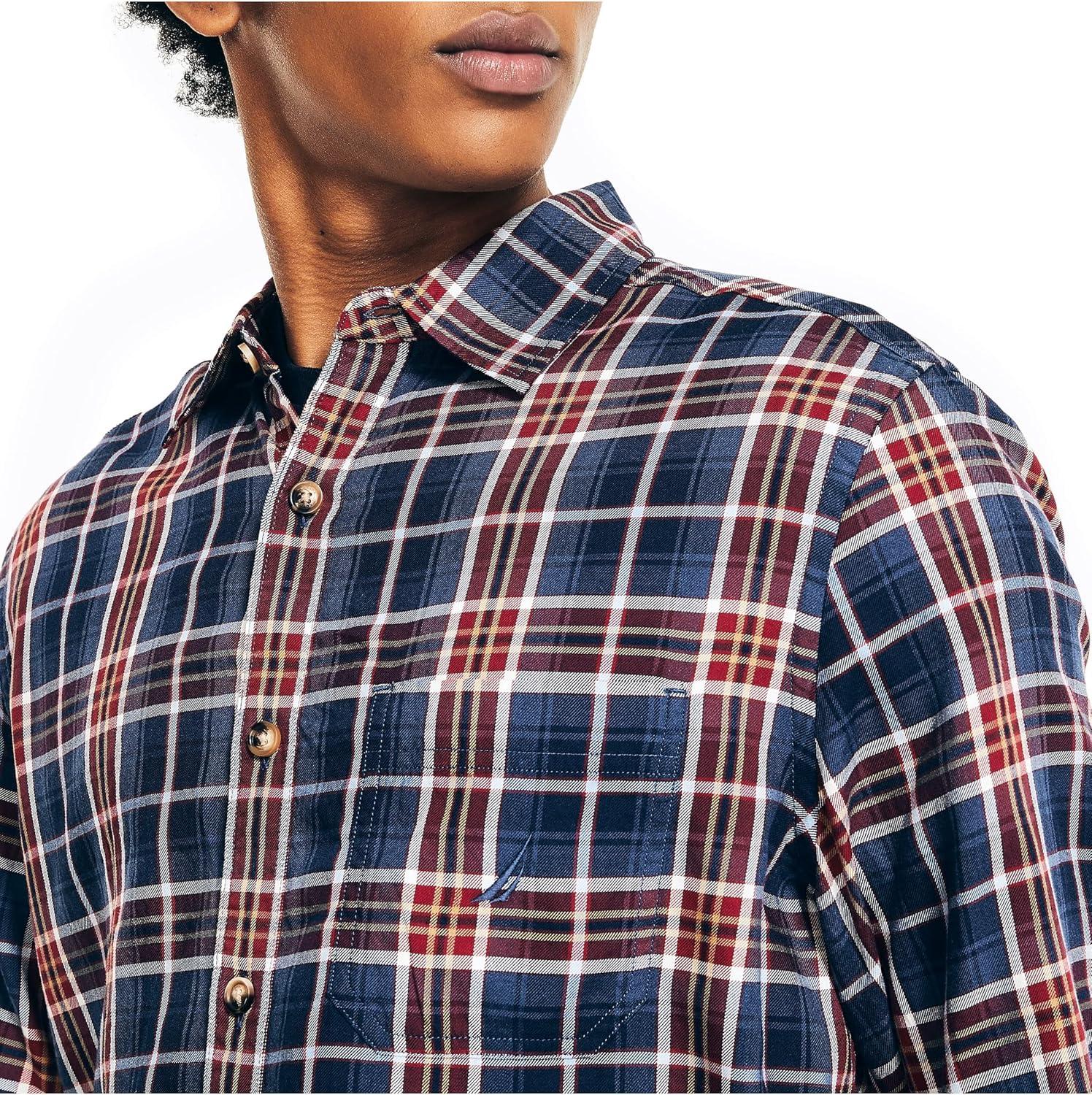 imageNautica Mens Sustainably Crafted Plaid ShirtLapis Blue