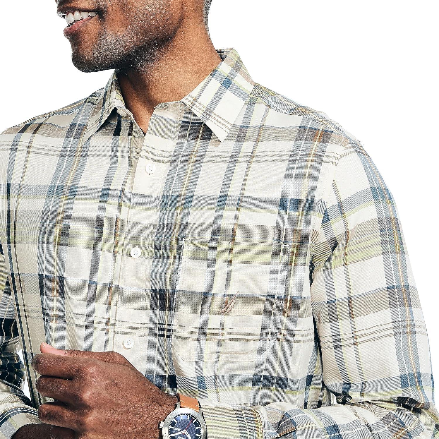 imageNautica Mens Sustainably Crafted Plaid ShirtOatmeal
