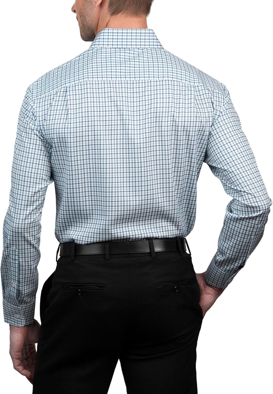 imageNautica Regular Fit Long Sleeve Button Down Dress Shirts for Men Wrinkle Free Long Sleeve Shirt Mens Formal 4Way StretchBlue Green Plaid