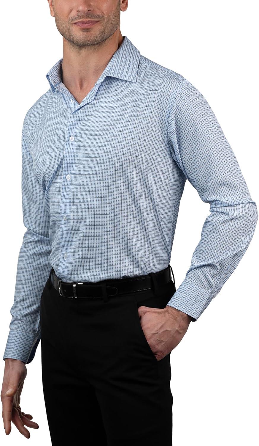 imageNautica Regular Fit Long Sleeve Button Down Dress Shirts for Men Wrinkle Free Long Sleeve Shirt Mens Formal 4Way StretchBlue Multi Plaid