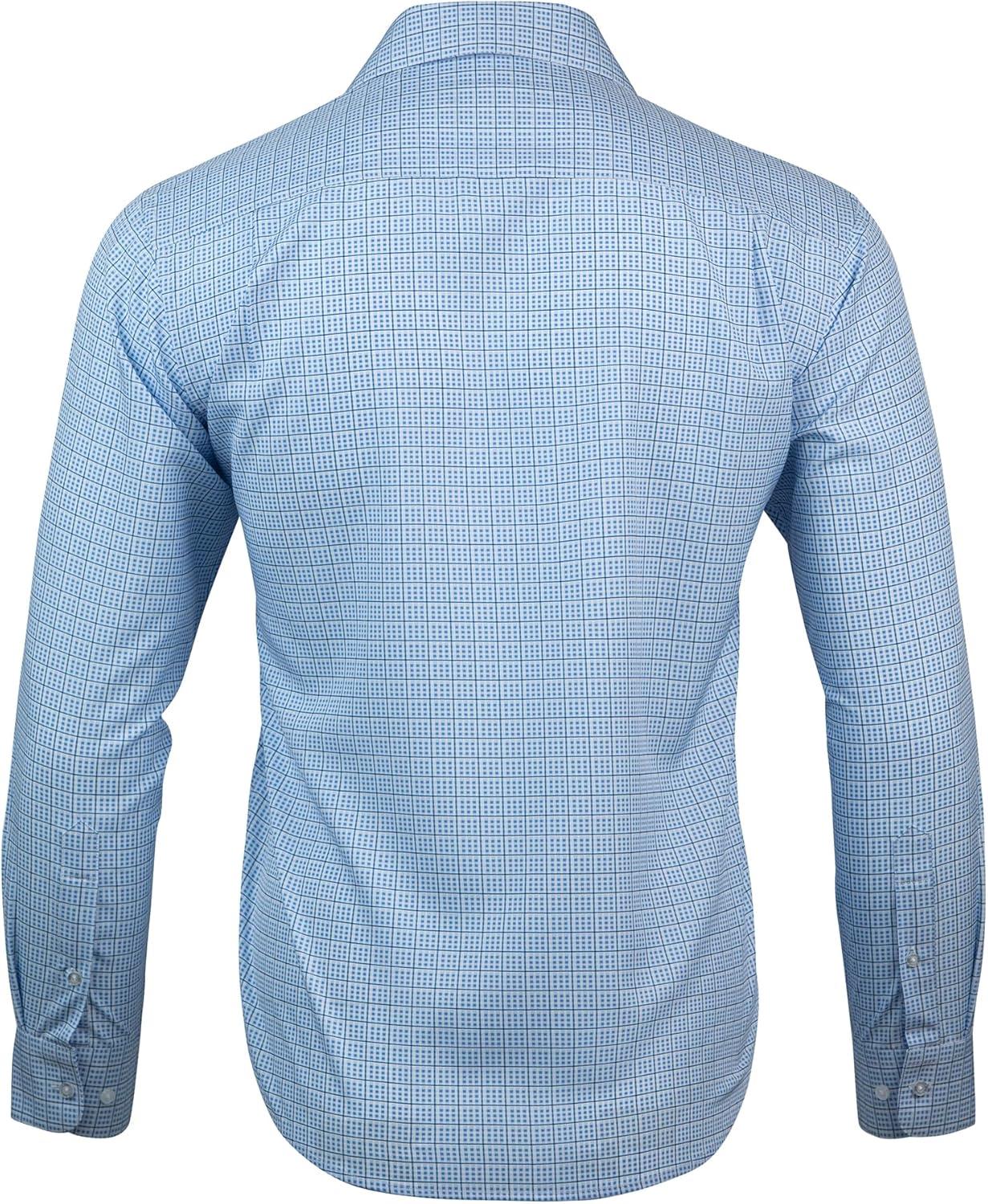 imageNautica Regular Fit Long Sleeve Button Down Dress Shirts for Men Wrinkle Free Long Sleeve Shirt Mens Formal 4Way StretchBlue Multi Plaid