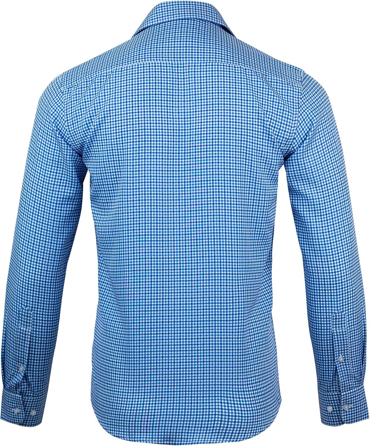 imageNautica Regular Fit Long Sleeve Button Down Dress Shirts for Men Wrinkle Free Long Sleeve Shirt Mens Formal 4Way StretchClassic Blue Plaid