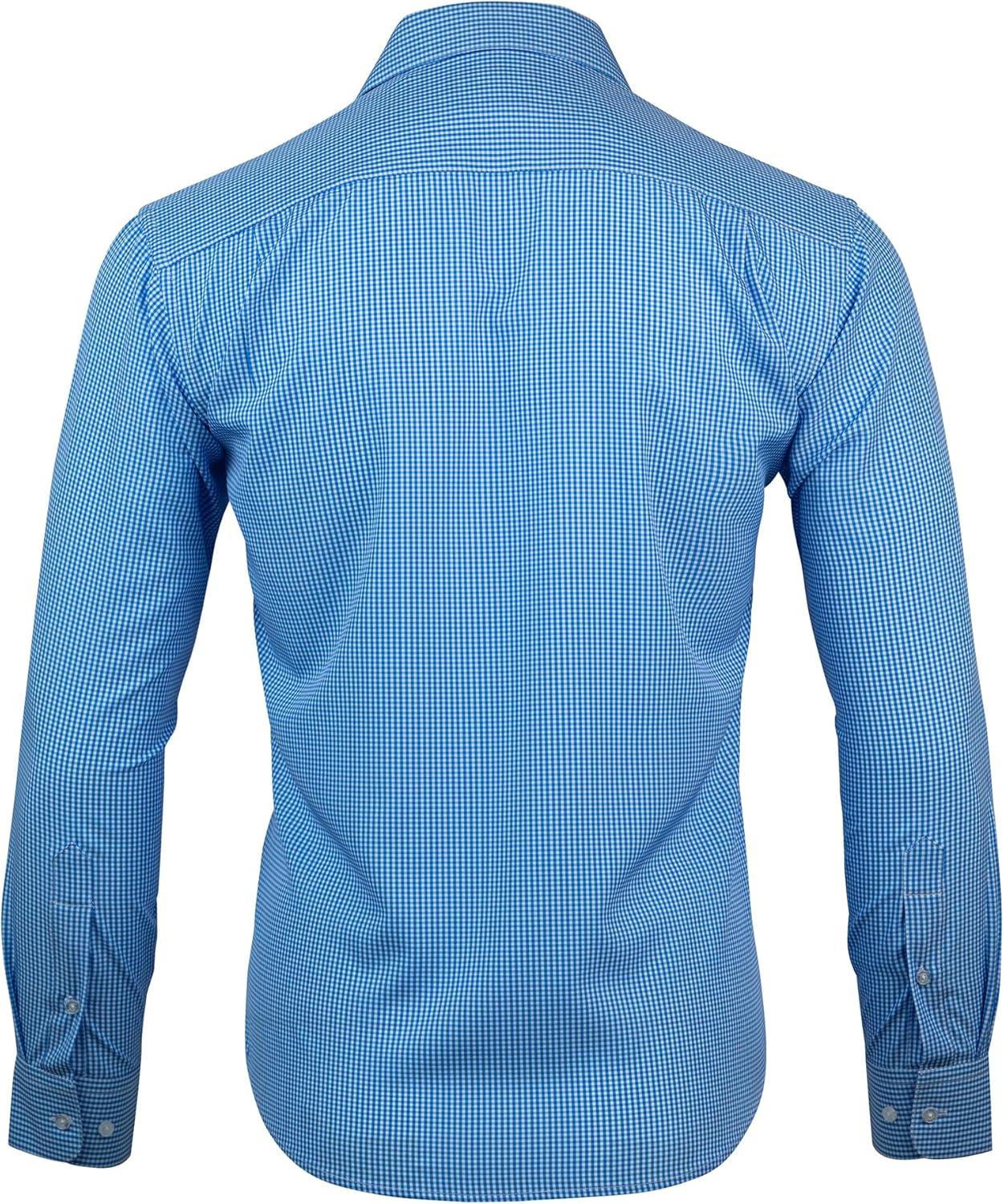 imageNautica Regular Fit Long Sleeve Button Down Dress Shirts for Men Wrinkle Free Long Sleeve Shirt Mens Formal 4Way StretchLight Blue Check