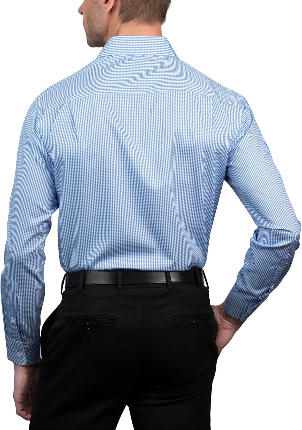 imageNautica Regular Fit Long Sleeve Button Down Dress Shirts for Men Wrinkle Free Long Sleeve Shirt Mens Formal 4Way StretchLight Blue Check