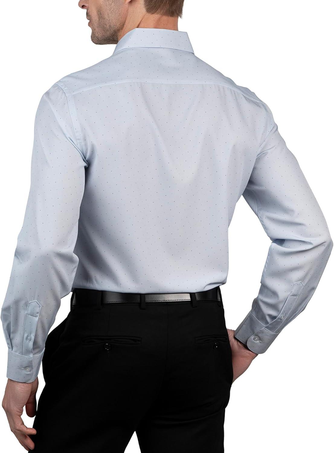 imageNautica Regular Fit Long Sleeve Button Down Dress Shirts for Men Wrinkle Free Long Sleeve Shirt Mens Formal 4Way StretchNavy Light Blue Dot