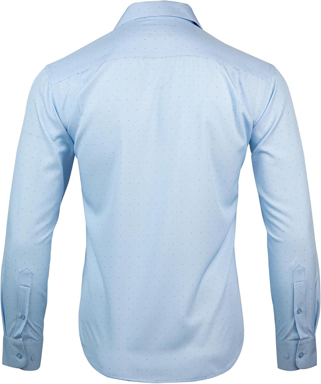 imageNautica Regular Fit Long Sleeve Button Down Dress Shirts for Men Wrinkle Free Long Sleeve Shirt Mens Formal 4Way StretchNavy Light Blue Dot
