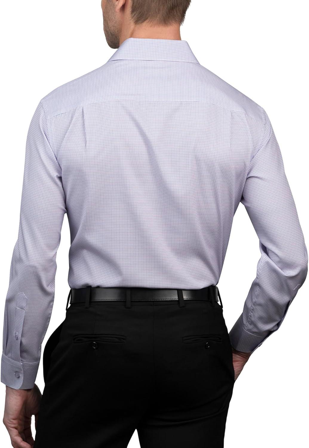 imageNautica Regular Fit Long Sleeve Button Down Dress Shirts for Men Wrinkle Free Long Sleeve Shirt Mens Formal 4Way StretchNavy and Pink Check