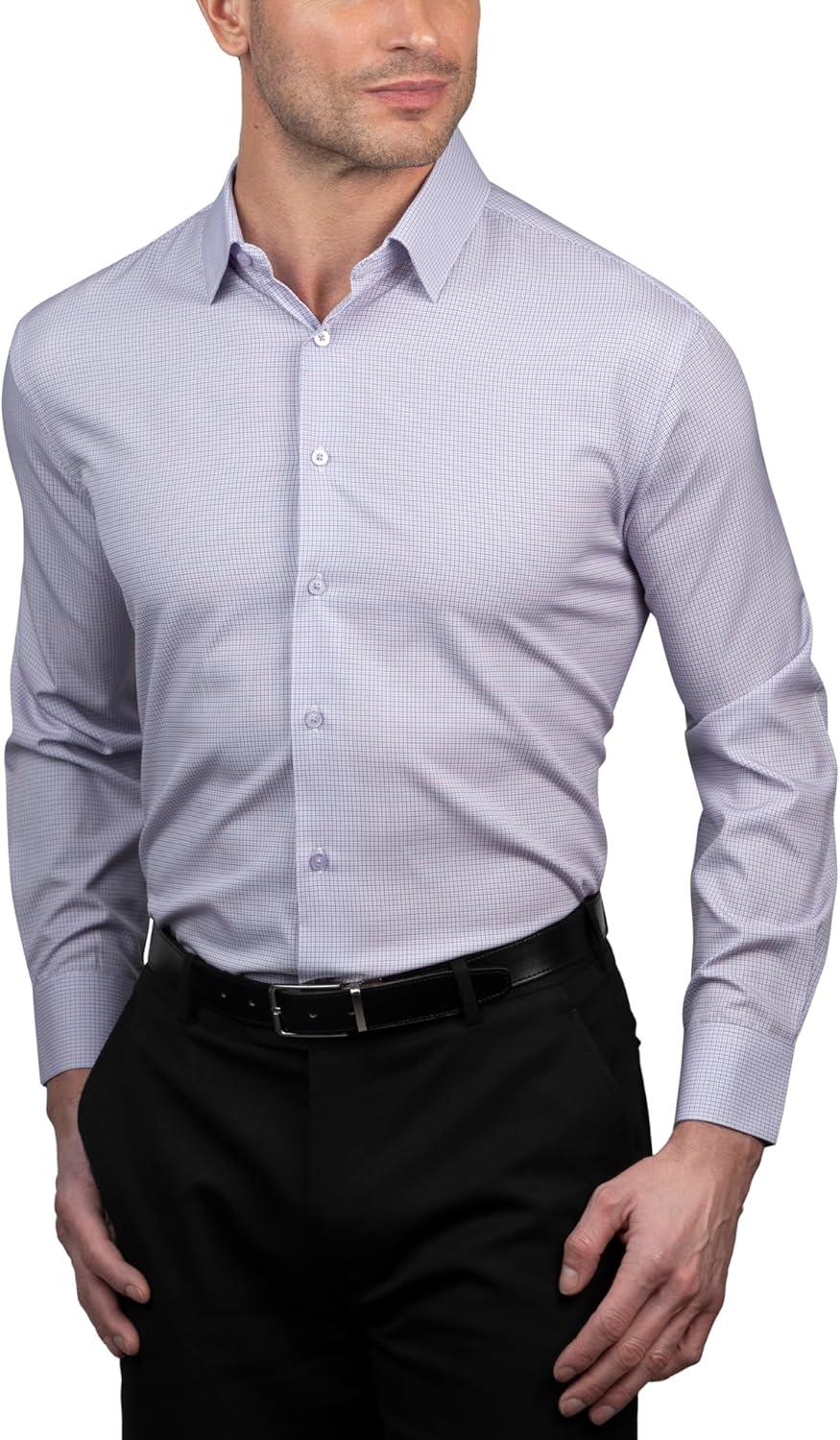 imageNautica Regular Fit Long Sleeve Button Down Dress Shirts for Men Wrinkle Free Long Sleeve Shirt Mens Formal 4Way StretchNavy and Pink Check